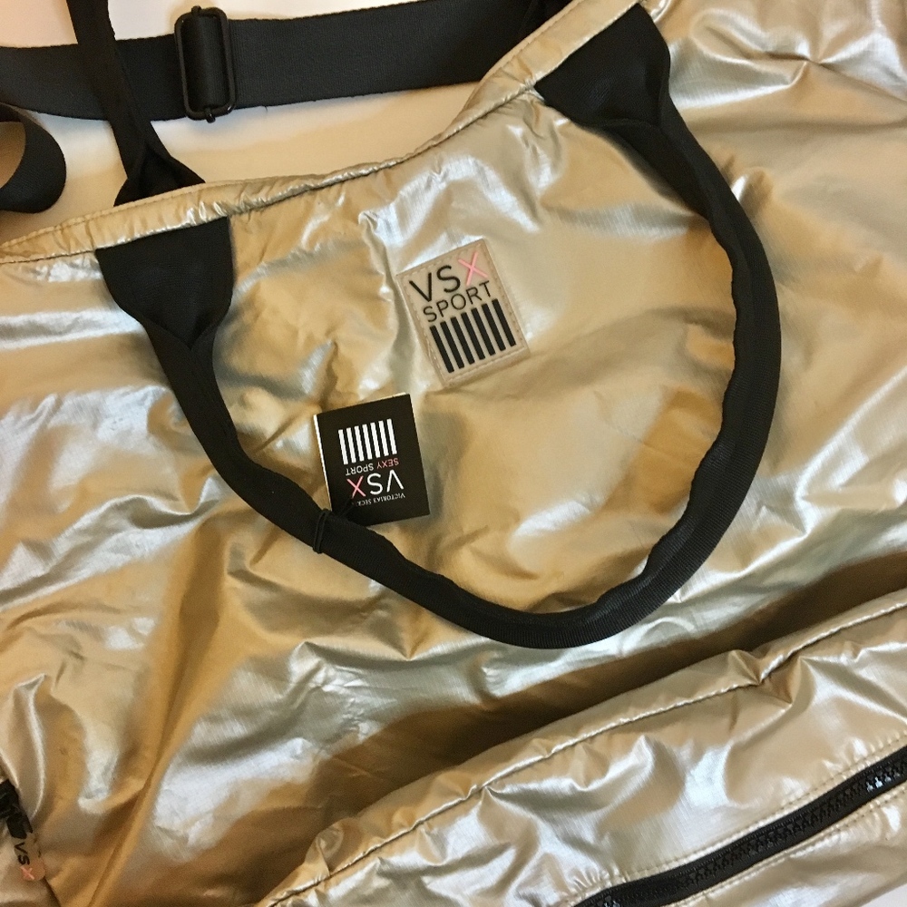 NWT Vitoria's Secret Sport VSX gym duffel bag gold